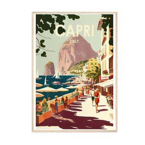 Capri Italy Retro Art Print Capri Italy Wall Art Illustration Capri Italy 170